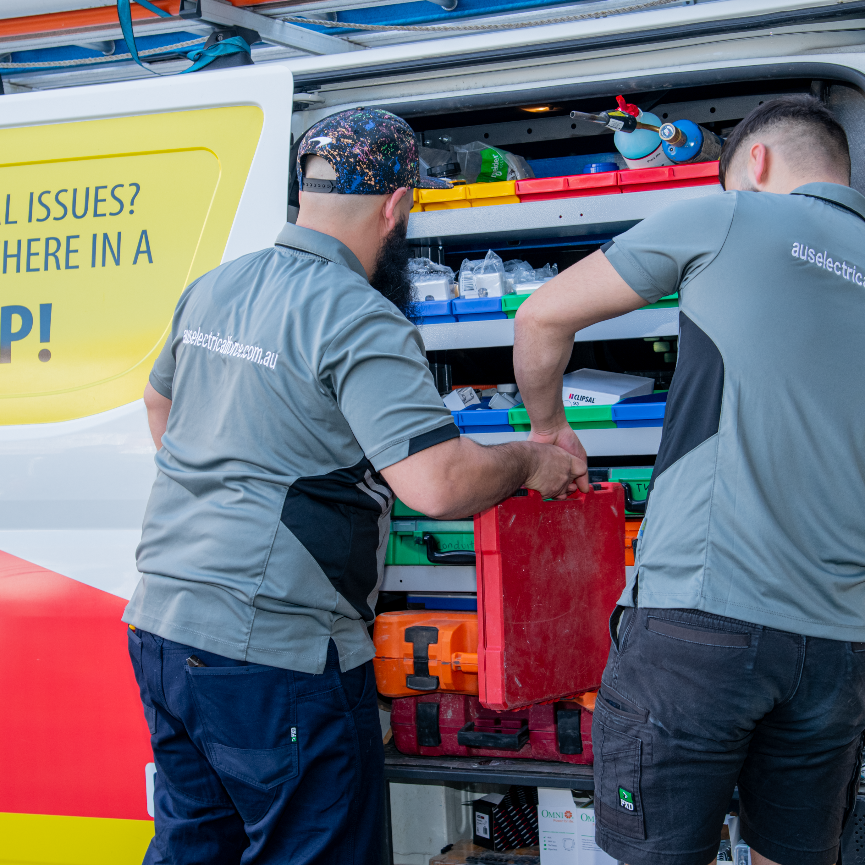 Australian Electrical Force electrician with tools and van