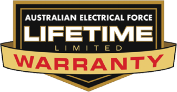 Australian Electrical Force lifetime limited workmanship warranty badge